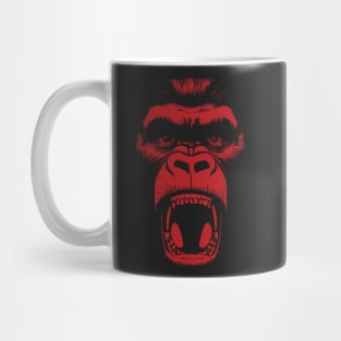 Angry Gorilla Yelling Silverback Gorilla with Mouth Wide Open showing Teeth Red Version Mug